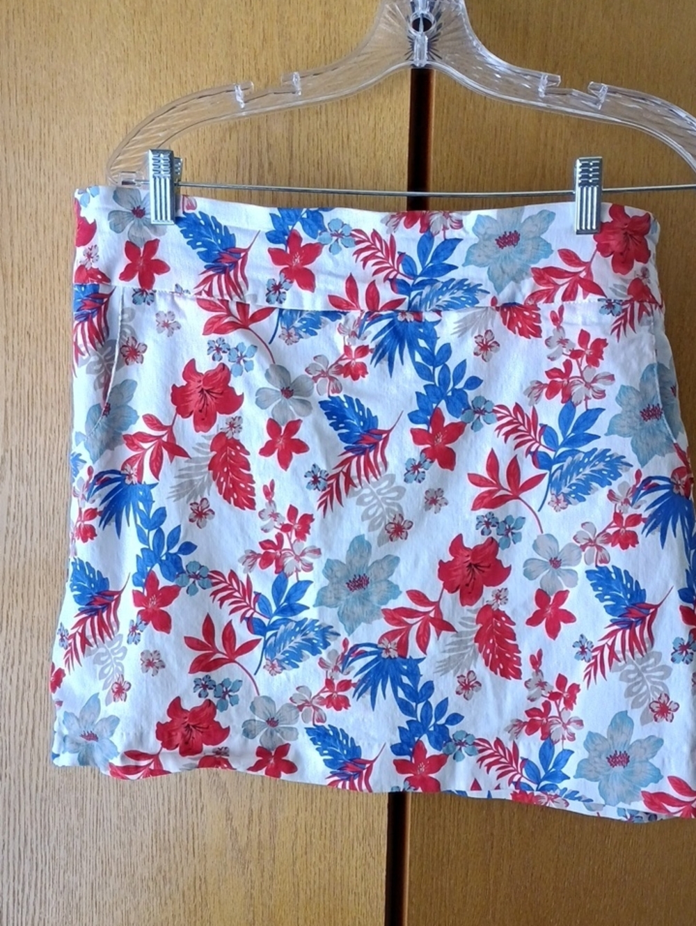 Zac & Rachel White Skort with Red and Blue Floral Print